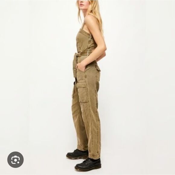 FREE PEOPLE go West Denim Jumpsuit - Picture 3 of 8